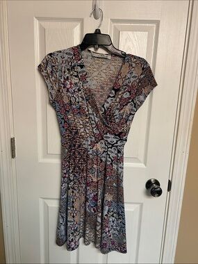 Chetta B Multicolor Floral-Geometric Wrap Dress